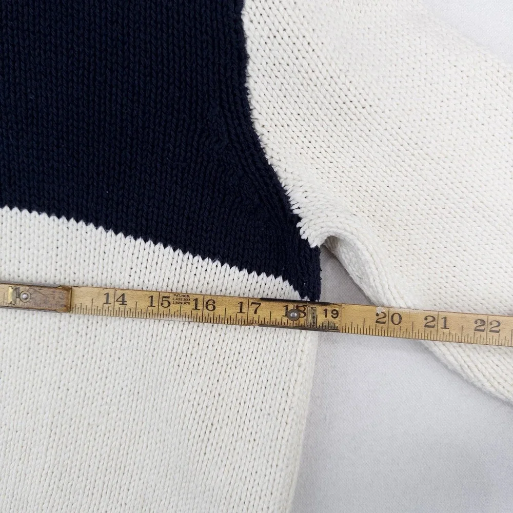 90's Vtg Polo Ralph Lauren Turtleneck Sweater #3 Men's M White Navy Pima Cotton